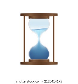 Hourglass with water. Countdown. Saving water. Vector stock illustration.