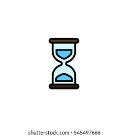 Hourglass with water flat line icon
