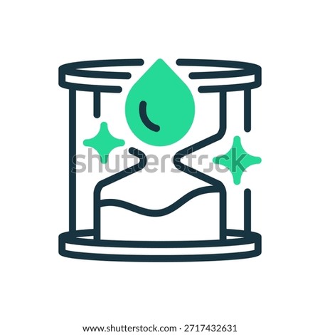 Hourglass Water Timer Line Icon, Outline Symbol for Chronometer, Measure, Flow, Time Management, and Interval. Vector Sign Icon.