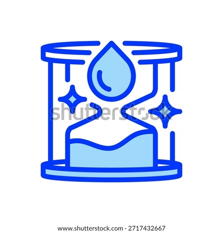 Hourglass Water Timer Line Icon, Outline Symbol for Chronometer, Measure, Flow, Time Management, and Interval. Vector Sign Icon.