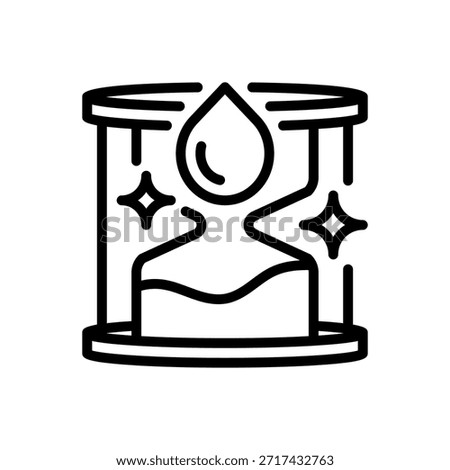 Hourglass Water Timer Line Icon, Outline Symbol for Chronometer, Measure, Flow, Time Management, and Interval. Vector Sign Icon.