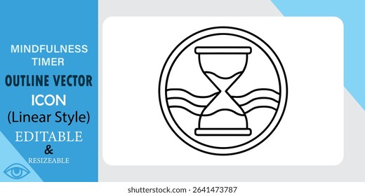 Hourglass Waves Vector Mindfulness Timer Illustration Icon Graphic