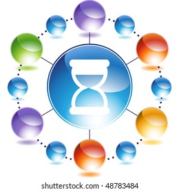 Hourglass web button isolated on a background.