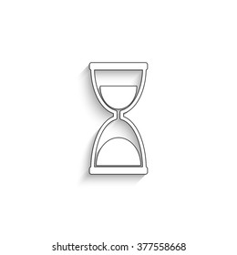 Hourglass - white vector icon  with shadow