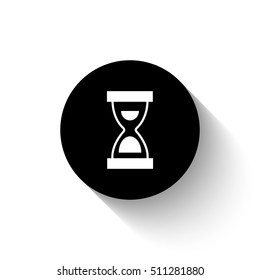 Hourglass - white vector  icon with shadow