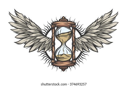 Hourglass and wings, Color version.