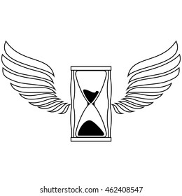 Hourglass with wings vector illustration