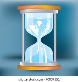 hourglass and world map