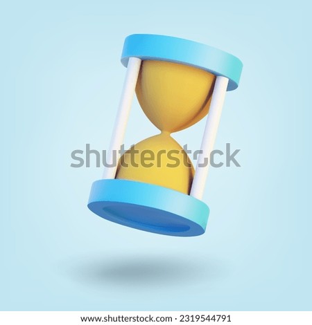 Hourglasses isolated on blue background. 3D Rendering. Vector illustration