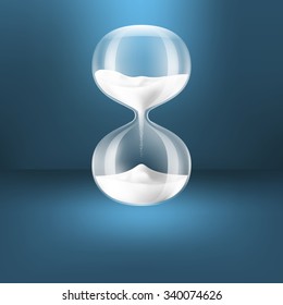 Hourglass.Transparent white sand clock