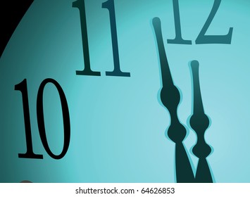 Hour-hand and midnight on a blue background