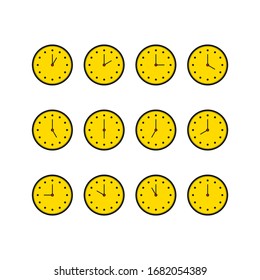 Stündliche Uhr Symbol einzeln auf weißem Hintergrund. Vektorillustration