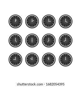 Icono de reloj horario aislado en fondo blanco. Ilustración del vector