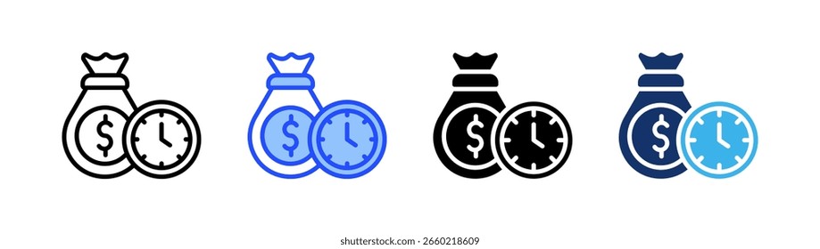 Colección de íconos de ganancias por hora con varios estilos