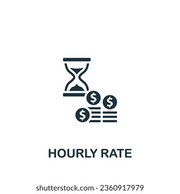 Hourly rate icon. Monochrome simple sign from freelance collection. Hourly rate icon for logo, templates, web design and infographics.