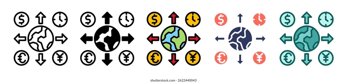 Hourly Rate Icon Multiple Vector Illustration