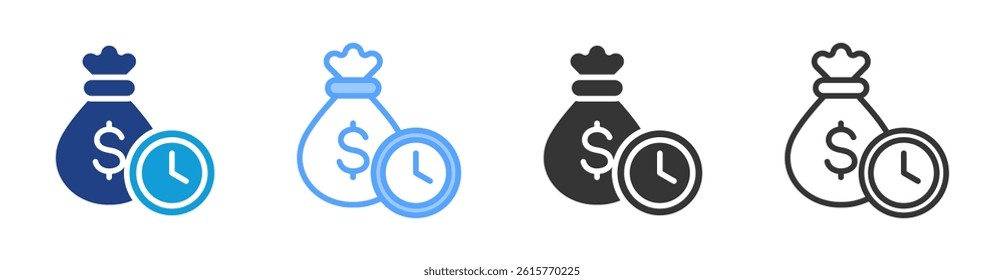 Hourly Rate icon set multiple style collection