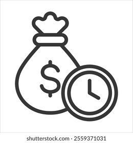 Hourly Rate Outline Icon Vector Illustration