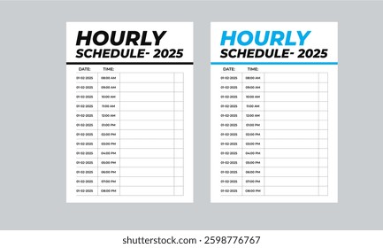 Hourly Schedule, Event Schedule layout design template with unique design style concept