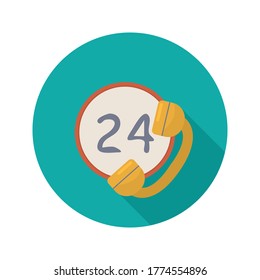 Hourly support flat illustration with long shadow. Vector,