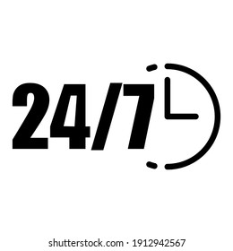 Stunden 24 7. Symbolbild der Uhr. Ruft das Symbol an. Stockbild. EPS10.
