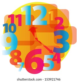 Hours the alarm clock shows time. Vector illustration