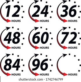  Hours order execution. Delivery service icons vector.