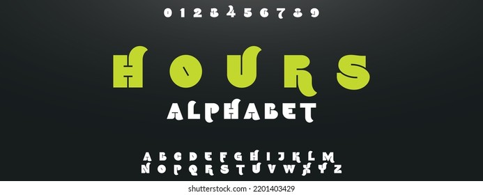 HOURS Sports minimal tech font letter set. Luxury vector typeface for company. Modern gaming fonts logo design.