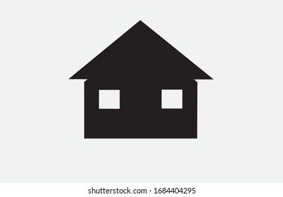 House with 2 windows on white background. Vector illustration.