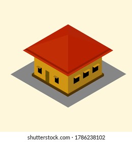 Caricatura vectorial de ilustración isométrica House 3D 