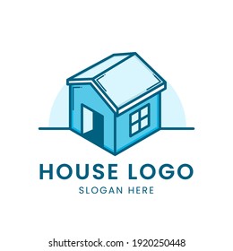 house 3d logo in blue