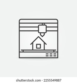 House 3D Printing vector concept linear icon or symbol