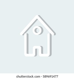 House. Abstract icon with shadow on light blue background