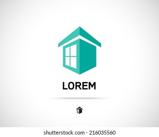 House Abstract Real Estate Countryside Logo Design Template for Company. Building Vector Silhouette.