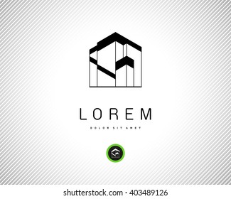 House Abstract Real Estate Residential Logo for Company. Modern Building Vector Black Silhouette on White Background. Abstract Vector Logo Design Template. 