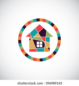 House abstract real estate vector background. Realty theme icon.