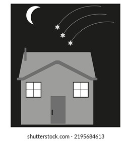 House in abstract style. Star icon. Vector illustration. stock image.