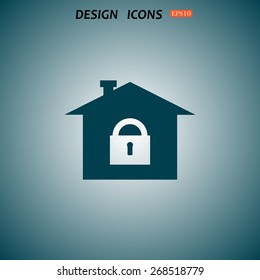 House, access is closed, locked. icon. vector design