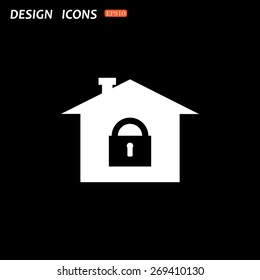 House, access is closed, locked. icon. vector design