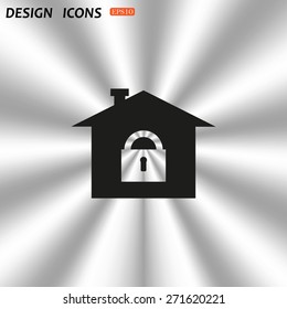 House, access is closed, locked. icon. vector design