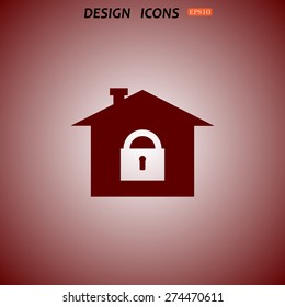 House, access is closed, locked. icon. vector design