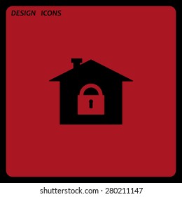 House, access is closed, locked. icon. vector design. Flat design style 