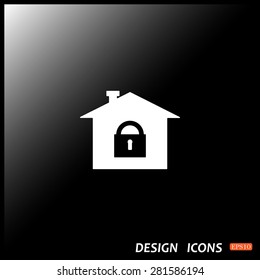 House, access is closed, locked. icon. vector design