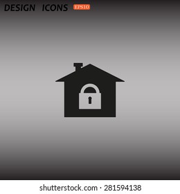 House, access is closed, locked. icon. vector design