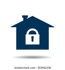 House, access is closed, locked.  icon, vector illustration. Flat design style