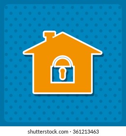 House, access is closed, locked.  icon, vector illustration. Flat design style