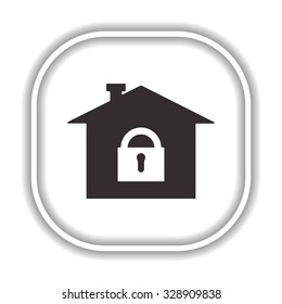 House, access is closed, locked. Modern design flat style icon