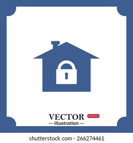 House, access is closed, locked, web icon. vector design