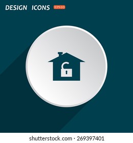House, access is open, unlocked. icon. vector design