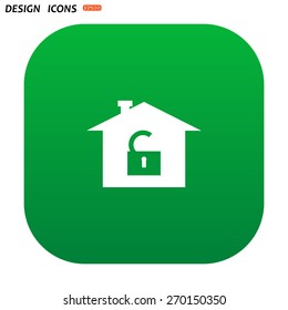 House, access is open, unlocked. icon. vector design